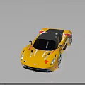 Yellow Black Streamlined Racing Sports Car Featuring Sponsor Logos And Colorful Rims