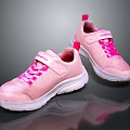 Light Pink Kids Casual Shoes With Mesh Upper Velcro Strap And White Sole