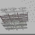 Modern Ceiling Structure With Metal Framework Grid And Support Beams Design