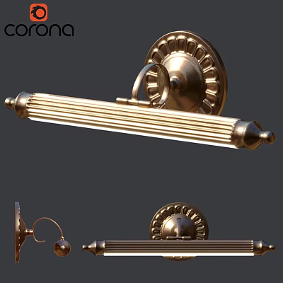 Classic Brass Wall Sconce With Decorative Base And Striped Cylindrical Illumination Design 3d model