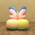 Cute Butterfly Shaped Single Seater Sofa With Pink Blue Wings And Yellow Green Seats