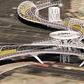 Modern Spiral Landscape Bridge Featuring Unique Curved Structure And Glass Walkway