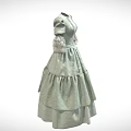 Light Green Vintage Dress With Puffed Sleeves And Lace Cuffs Ruched Details