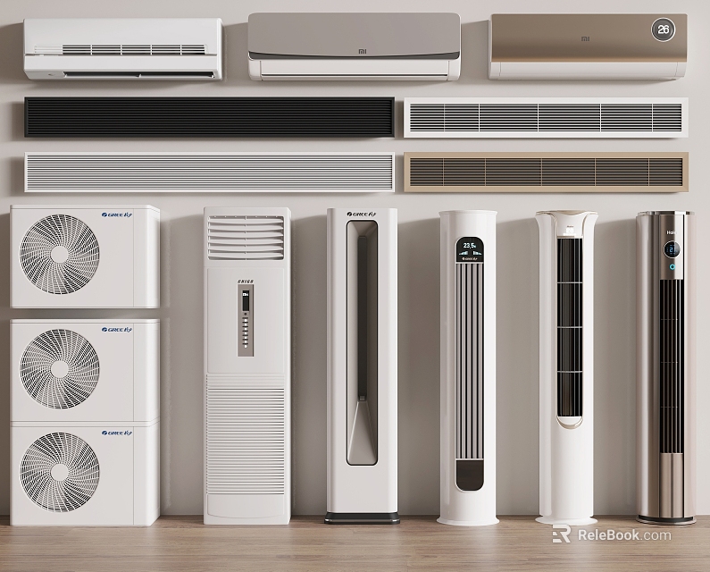 Modern Air Conditioners And Fans Including Wall Mounted Floor Standing Tower Types With Sleek Design 3d model 