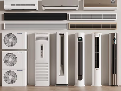 Modern Air Conditioners And Fans Including Wall Mounted Floor Standing Tower Types With Sleek Design 3d model