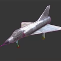 Silver Fighter Jet Model with Sleek Design on Black Display Surface 3d model