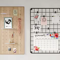 Stylish Wall Decor With Wooden Panel Grid Hooks Shelves Calendar Photos And Flowers