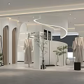 Modern Clothing Store Interior With Arched Windows Hanging Clothes And Plant Decor