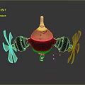 Gold And Black Underwater Exploration Robot With Spherical Design And Four Propellers