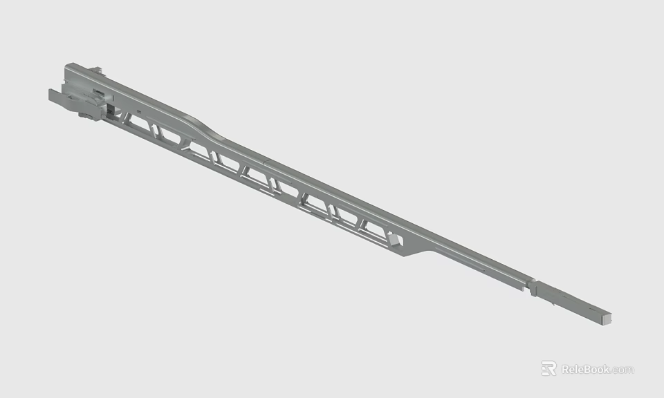 Gray Metal Long Strip Structure With Hollow Design And Mechanical Components 3d model