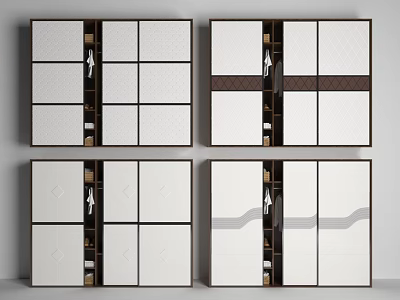 Modern Wardrobe Designs Featuring Sliding Doors Glass Panels And Storage Compartments 3d model