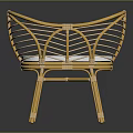 Natural Rattan Kids Chair With Curved Back Design And White Cushion