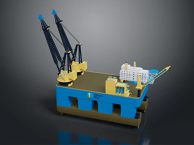 Blue Cargo Ship Featuring Cranes And White Superstructure 3d model
