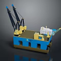 Blue Cargo Ship Featuring Cranes And White Superstructure 3d model