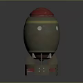 Artillery Weapon With Green Body Red Top Yellow Stripes Circular Holes and Red Base