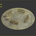 Outdoor Circular Paved Seating Area With Wooden Benches And Stone Floor