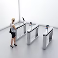 Public Facility Modern Turnstiles With Display Screens For Efficient Entry Verification In Indoor Setting 3d model