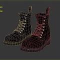 Brown Leather Work Boots Featuring Laces Stitches Thick Soles and Shiny Design