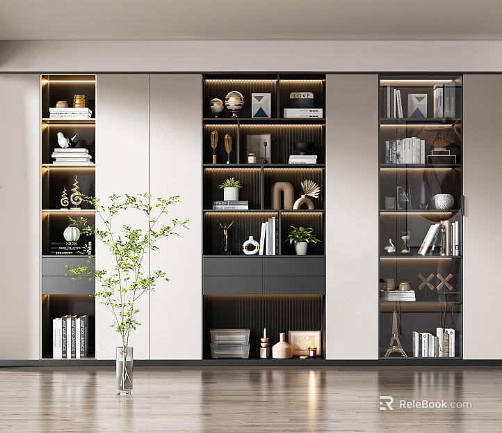 Modern Bookcase Decorative Bookcase texture