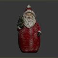 Festive Santa Claus Decorative Figurine In Red Outfit Holding Small Christmas Tree