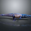 Shiny Blue Brown Crocodile Reptile 3D Model With Gray Gradient Background Reflection