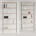 Modern Stylish Shelving Unit With Books Decorative Sculptures White Vases And Black Box