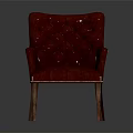 Elegant Single Sofa With Diamond Tufted Leather Armrest And Wooden Legs
