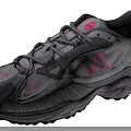 Gray And Pink Athletic Shoes With N Logo Lace Up Design And Traction Sole