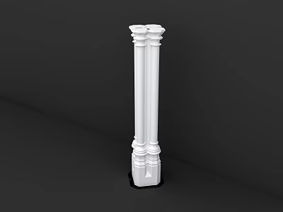 White Classical Decorative Column With Ornate Capital And Base On Dark Background 3d model