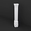 White Classical Decorative Column With Ornate Capital And Base On Dark Background 3d model