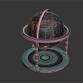 Modern Colorful Decorative Ornament Set with Globe Metal Stand and Shiny Blue Base