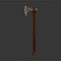 Handcrafted Iron Axe Weapon With Textured Wooden Handle And Rustic Design