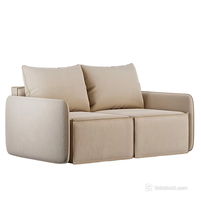 Modern Beige Two Seater Sofa With Comfortable Cushions And Sleek Design 3d model 