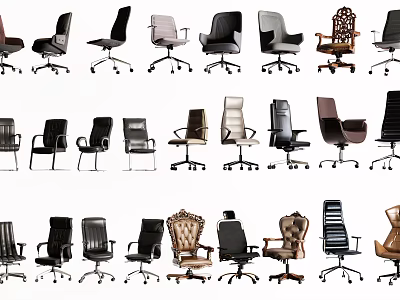 Wide Range Of Office Chairs Featuring Various Styles And Modern Designs 3d model