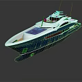 Modern Luxury Yacht With Blue Hull And White Upper Deck 3d model