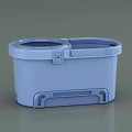 Gray Mop Bucket with Double Compartment Foot Pedal and Handle 3d model