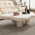 White Cloud Shaped Coffee Table With Vase Plants Fruit Books Photo Frame In Living Room