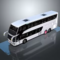 White Double Decker Bus With Large Windows And Roof Vents Design