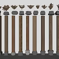 Various Wooden And Stone Columns Featuring Different Designs Base Details And Decorative Capitals