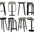 Modern Bar Stools With Different Designs Metal Frames And Upholstered Seats 3d model
