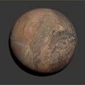 Detailed Red Orange Mars Surface With Texture And White Ice Caps In Space