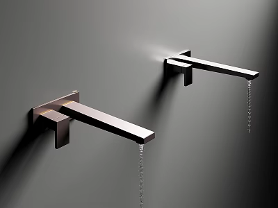 Modern Wall Mounted Metal Faucets With Sleek Design And Water Droplets 3d model
