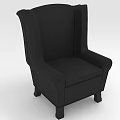 Elegant Classic Black Upholstered Armchair With High Back And Wooden Legs