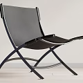 Modern Black Leather Leisure Chair with Metal Crossed Frame and Sleek Design