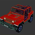 Red Open Top Off Road Vehicle With Open Doors And Black Wheels
