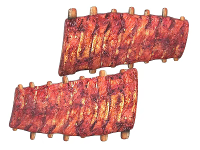 Two Racks Of Delicious Tender Juicy Barbecue Ribs With Smoky Glaze 3d model