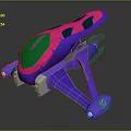 Futuristic Colorful Cosmic Aerospace Spaceship Design with 3D Model and Vibrant Structural Elements