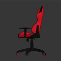 Red And Black Gaming Chair With Adjustable Armrests And Swivel Base Design