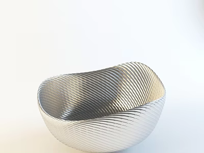 Silver Twisted Texture Bowl Shaped Decorative Ornament Set For Home Decor 3d model