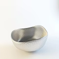 Silver Twisted Texture Bowl Shaped Decorative Ornament Set For Home Decor